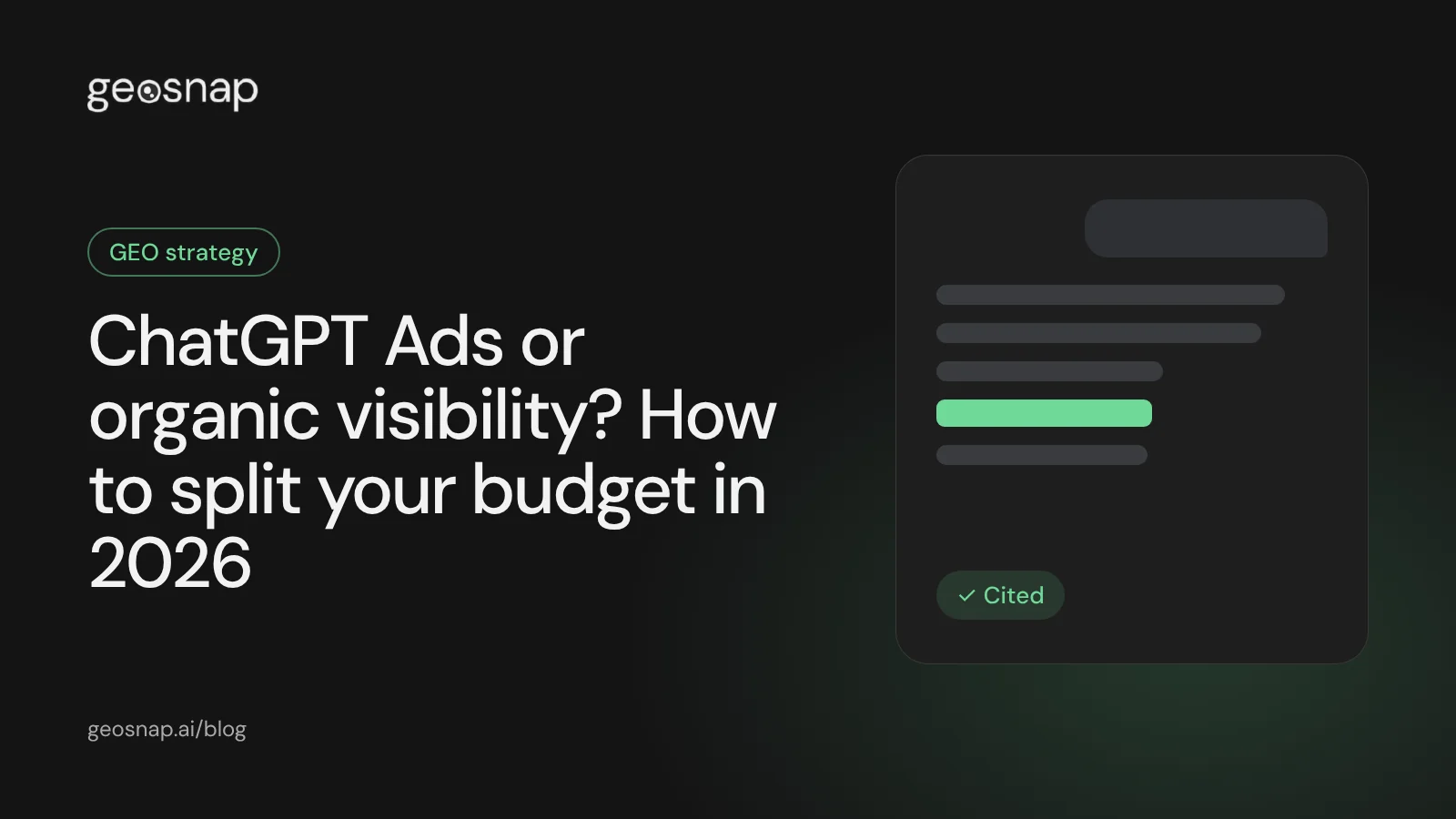 Cover: ChatGPT Ads or organic visibility, how to split your budget