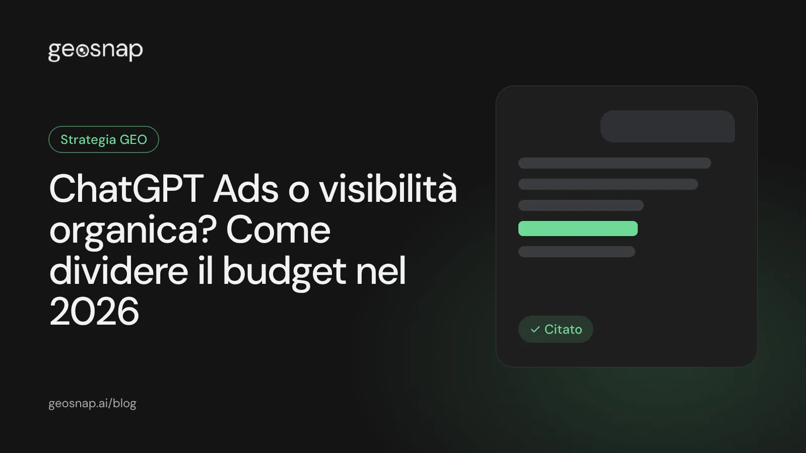 Copertina: ChatGPT Ads o visibilità organica, come dividere il budget