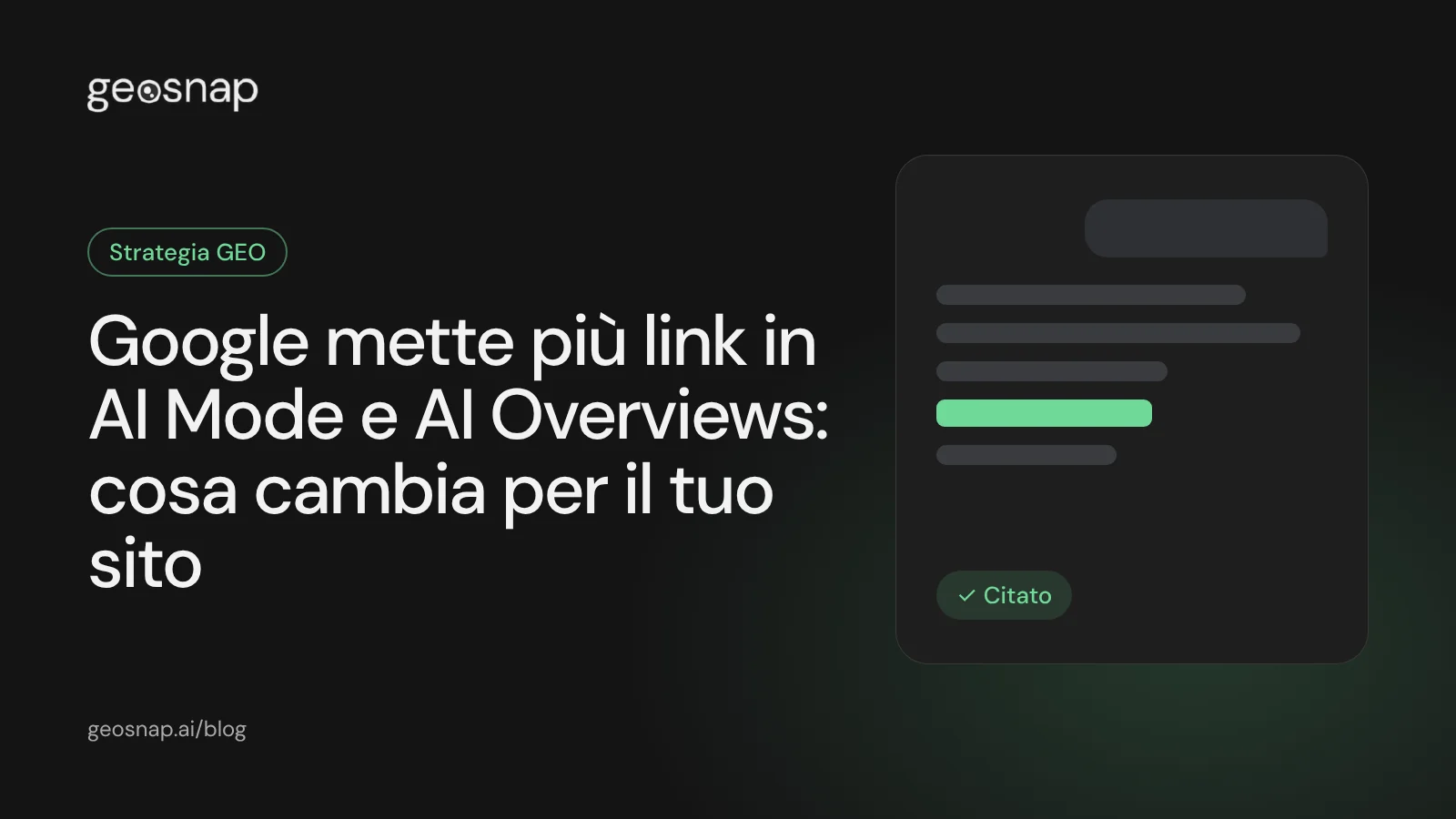 Copertina dell'articolo: una risposta AI di Google con link evidenziati nel testo e una sezione con la pagina ufficiale in cima