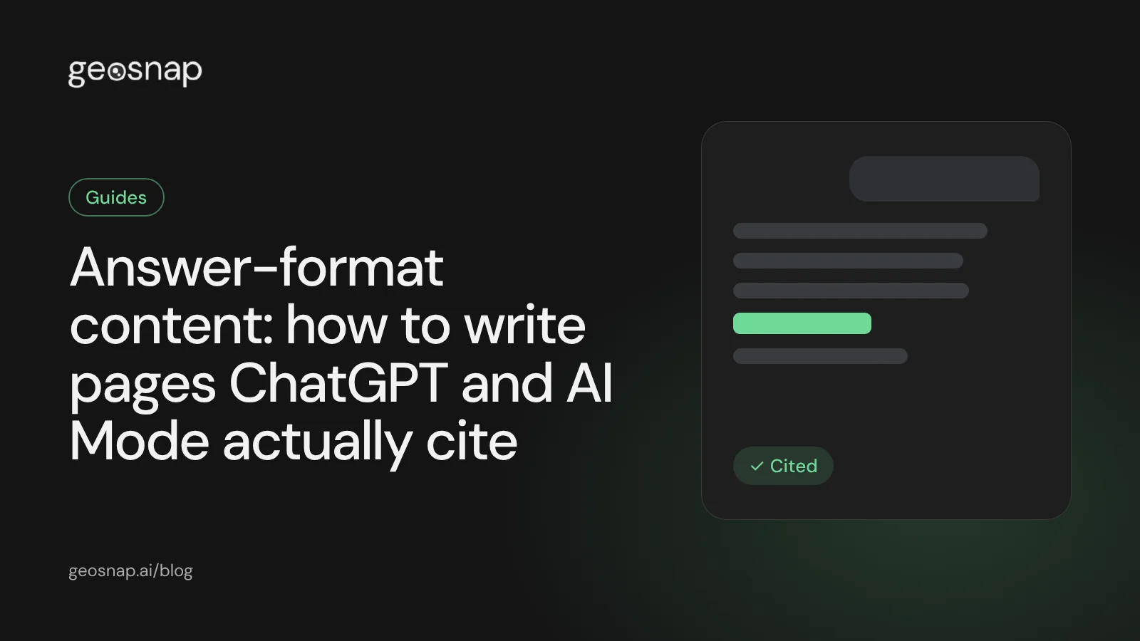Cover: Answer-format content: how to write pages ChatGPT and AI Mode actually cite