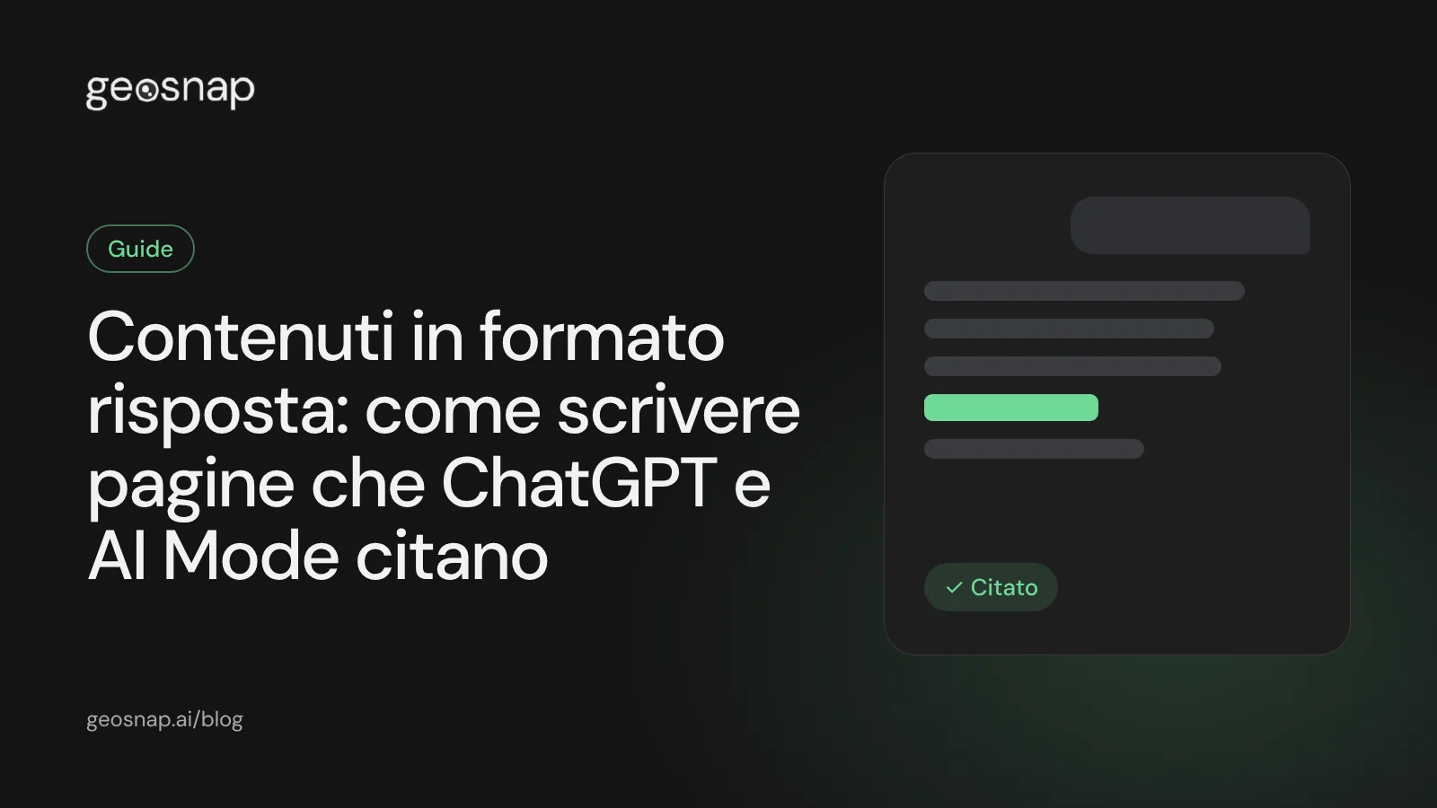 Copertina: Contenuti in formato risposta: come scrivere pagine che ChatGPT e AI Mode citano